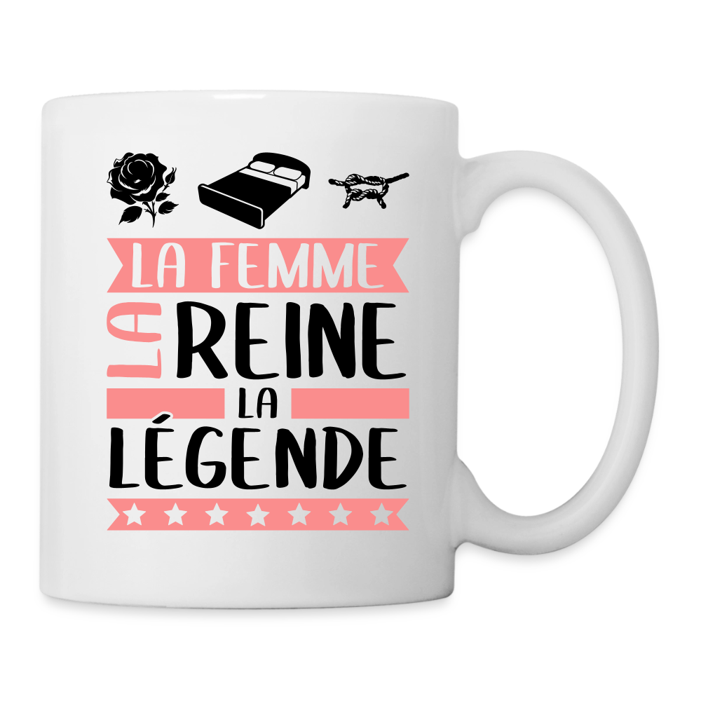 Mug blanc Roseline rébus – La femme, la reine, la légende - blanc