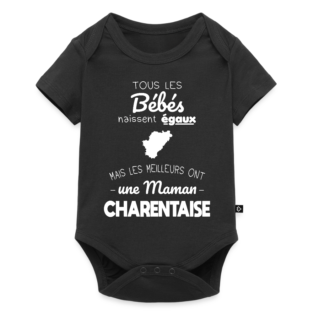 Body Bébé bio manches courtes - Les Meilleurs Ont Une Maman Charentaise - noir