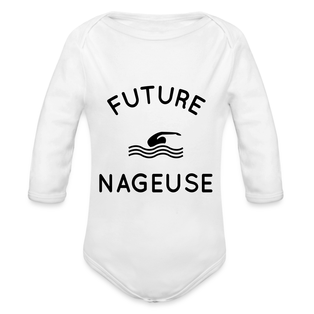 Body Bébé bio manches longues - Future nageuse - blanc