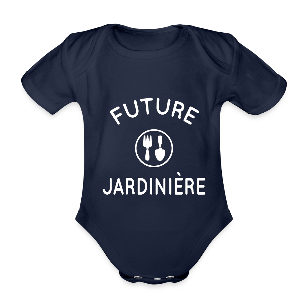 Body Bébé bio manches courtes - Future jardinière - marine foncé