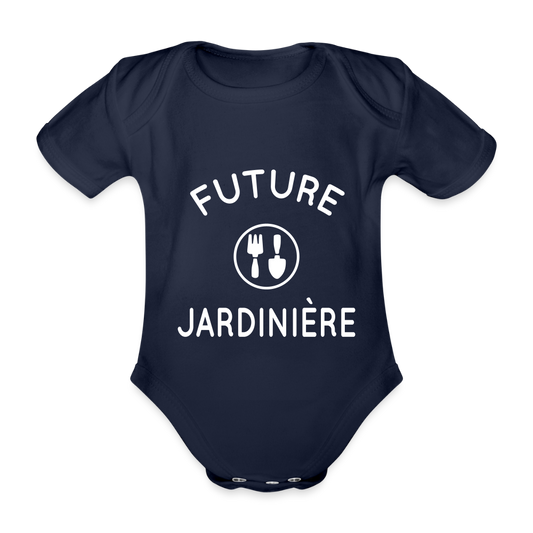 Body Bébé bio manches courtes - Future jardinière - marine foncé