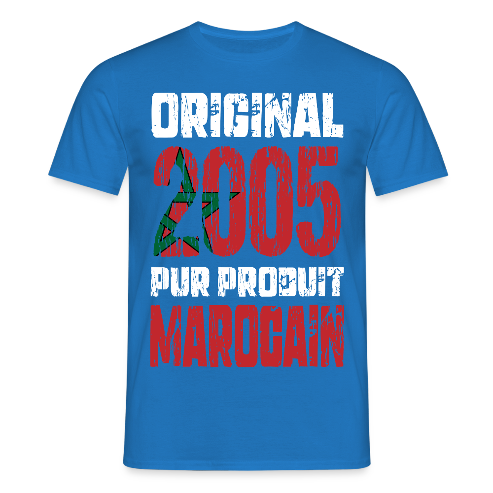 T-shirt Homme - Anniversaire 20 Ans - Original 2005 - Pur produit Marocain - bleu royal