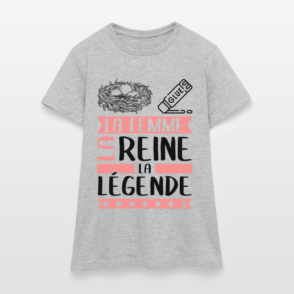 T-shirt femme coloris clair Nicole rébus – La femme, la reine, la légende - gris chiné