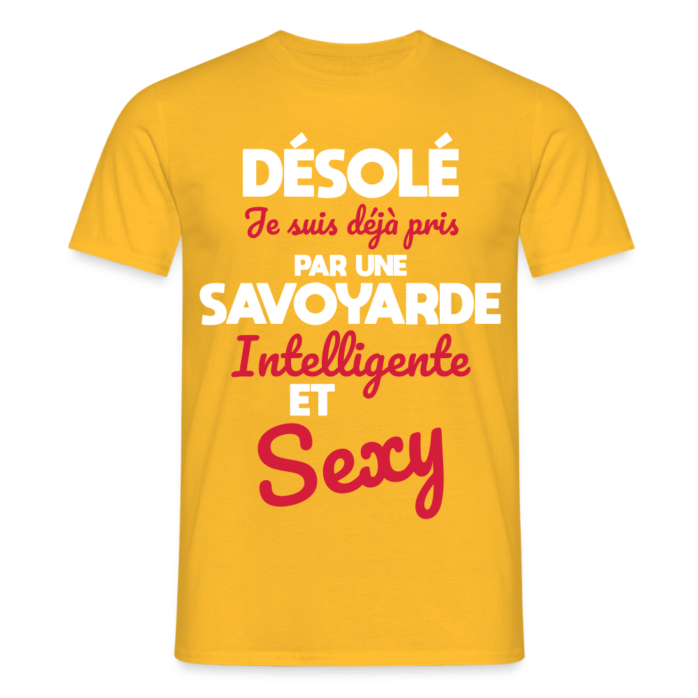 T-shirt Homme -  Je suis déjà pris par une Savoyarde intelligente et sexy - jaune