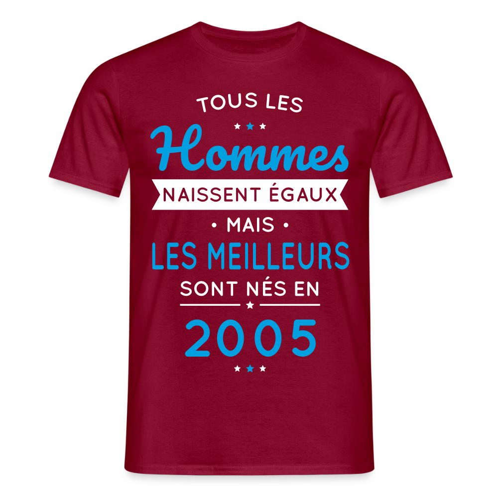 T-shirt Homme - Anniversaire 20 Ans - Les meilleurs sont nés en 2005 - rouge brique