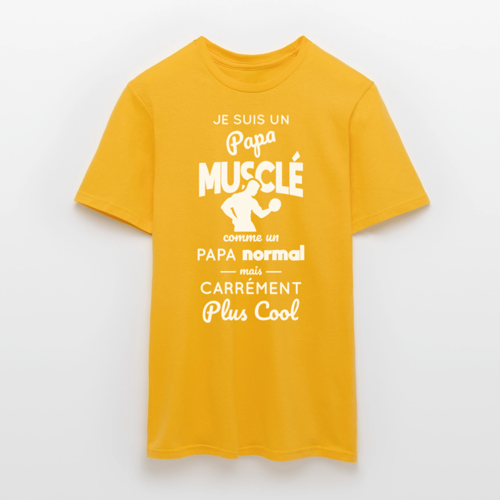 T-shirt Homme - Papa musclé plus cool - jaune