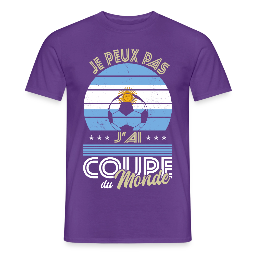 T-shirt Homme - Je peux pas j'ai Coupe du Monde - Argentine - violet