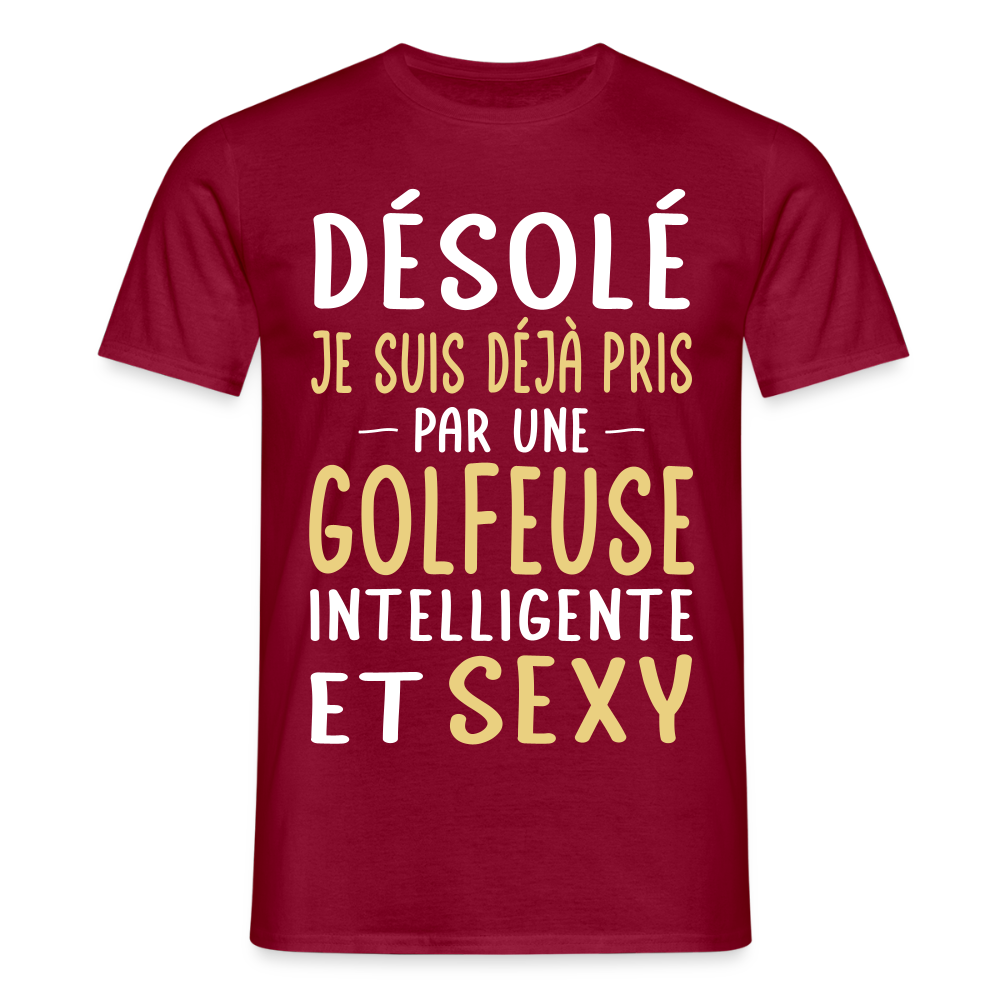 T-shirt Homme - Je suis pris par une golfeuse intelligente et sexy - rouge brique