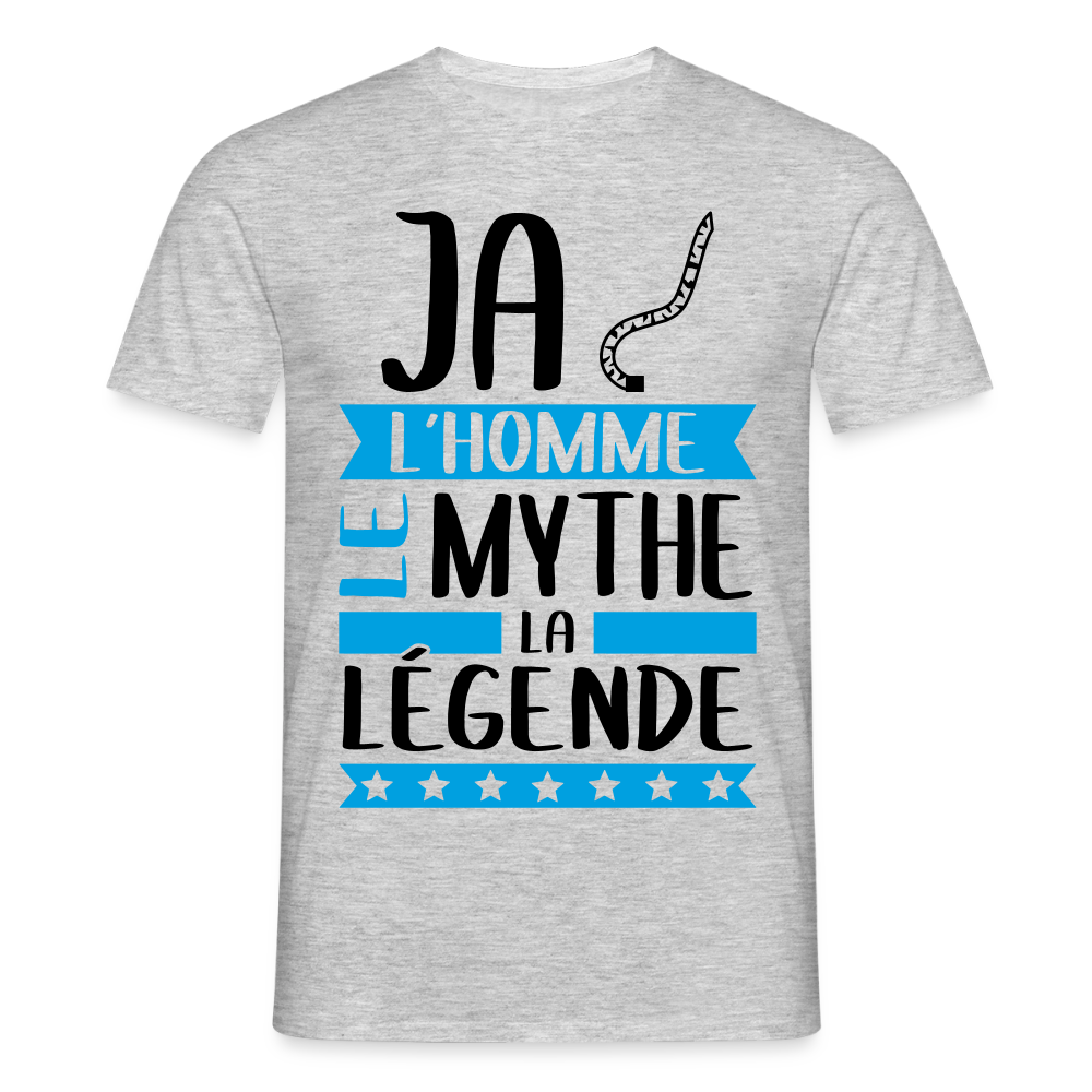 T-shirt homme coloris clair Jacques en rébus – L’homme, le mythe, la légende - gris chiné