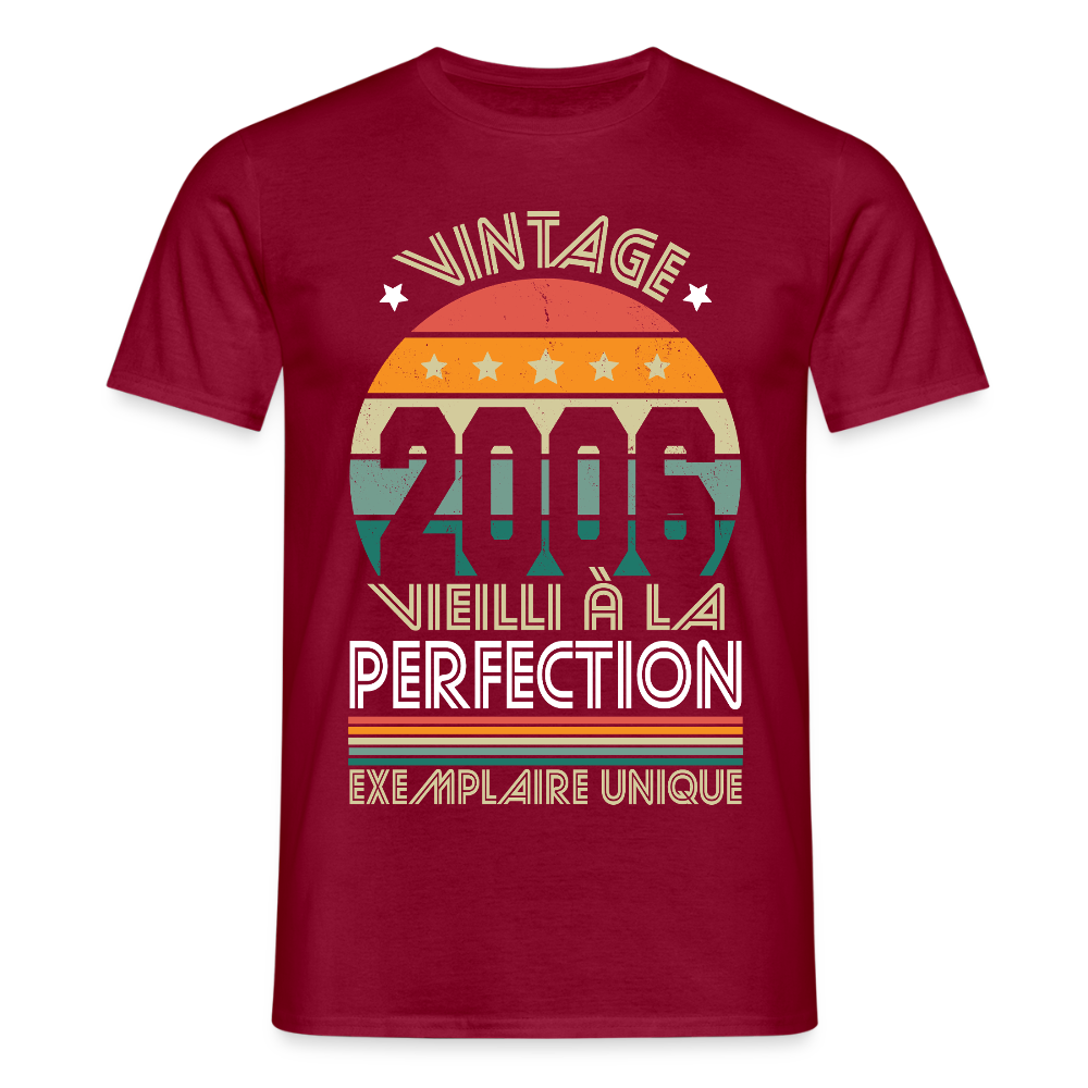 T-shirt anniversaire homme 20 ans – Vintage 2006 - Exemplaire unique - rouge brique
