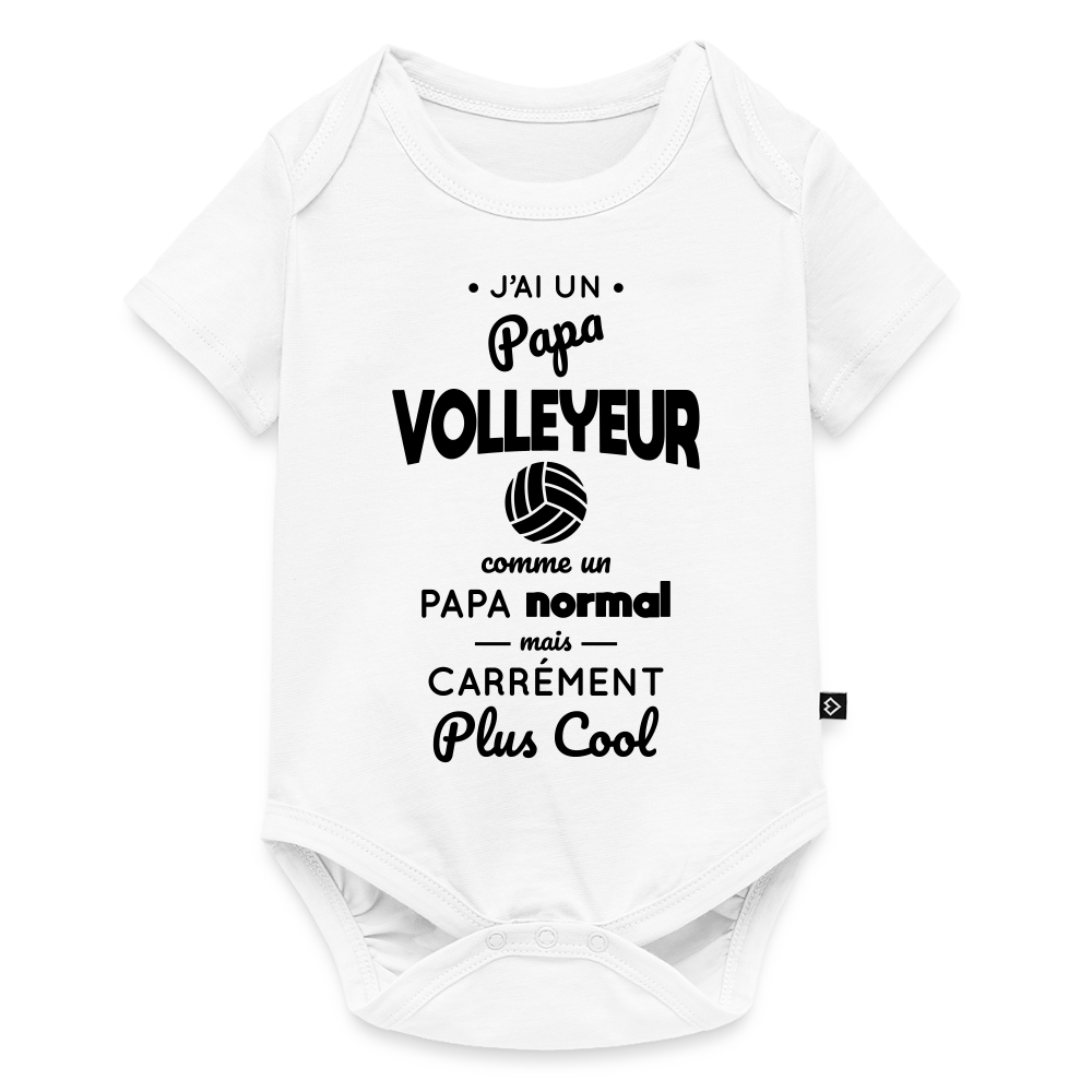 Body Bébé bio manches courtes - J'ai un papa volleyeur - blanc