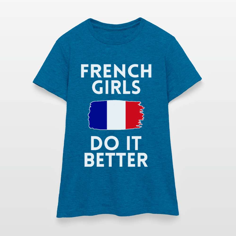 T-shirt femme - French Girls Do It Better - bleu saphir antique chiné