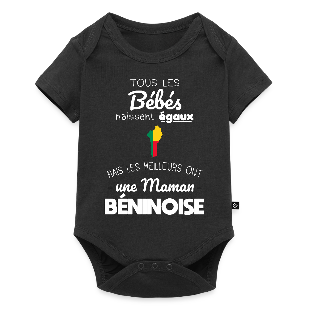 Body Bébé bio manches courtes - Les Meilleurs Ont Une Maman Béninoise - noir