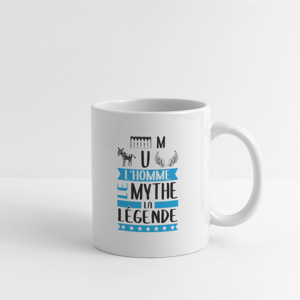 Mug blanc Emmanuel rébus – L’homme, le mythe, la légende - blanc
