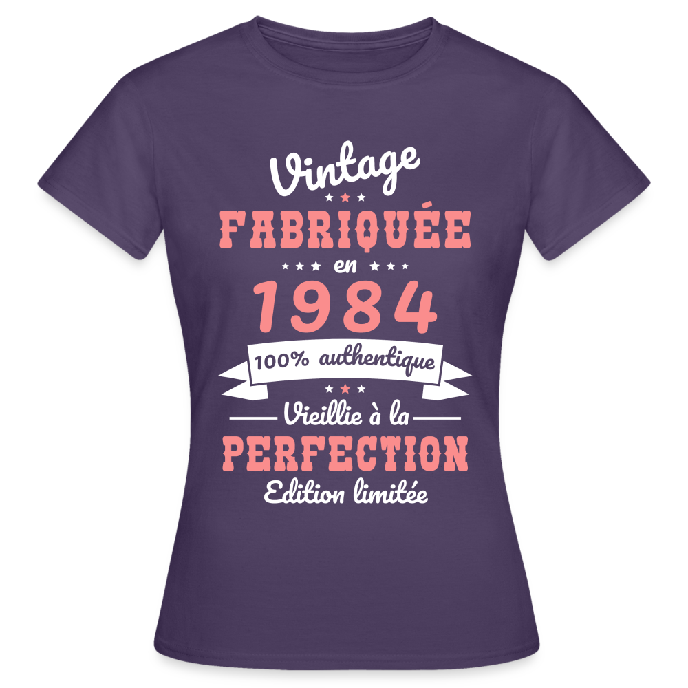 T-shirt Femme - Anniversaire 41 Ans - Vintage Fabriquée en 1984 - violet foncé