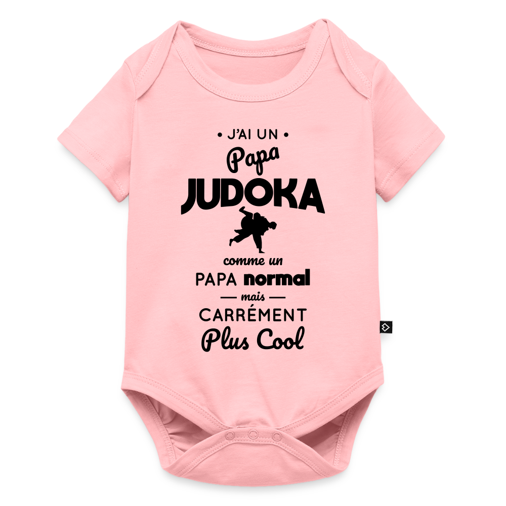Body Bébé bio manches courtes - J'ai un papa judoka - rose