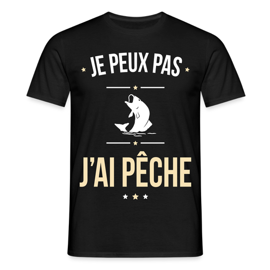 T-shirt Homme - Je peux pas j'ai Pêche - noir