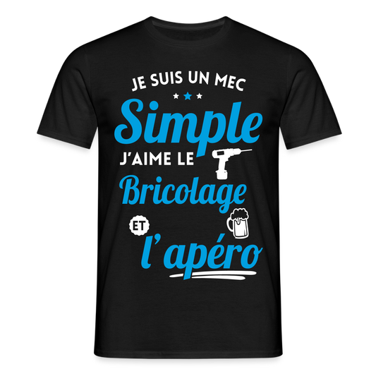 T-shirt Homme - J'aime le bricolage et l'apéro - noir