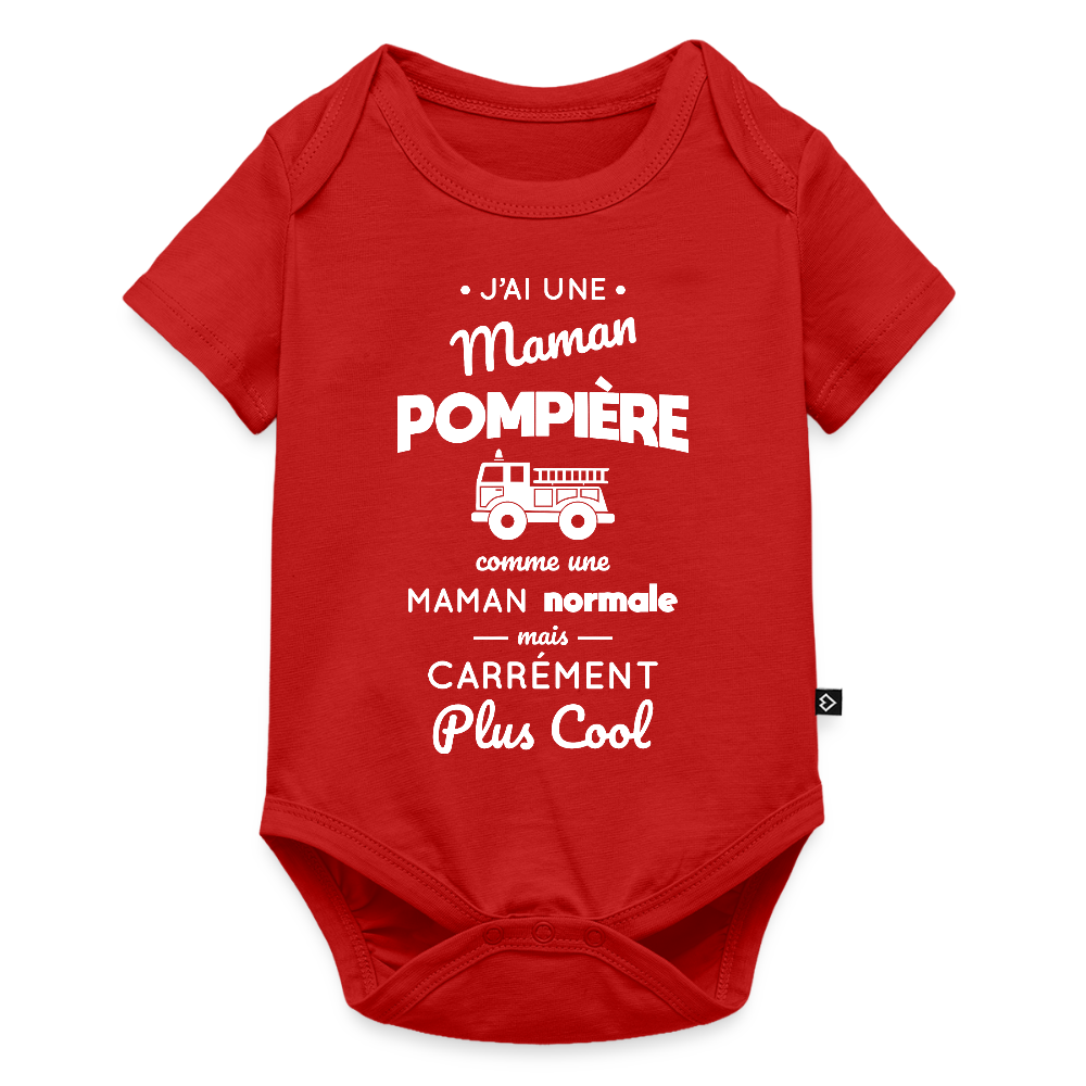 Body Bébé bio manches courtes - J'ai une maman pompière - rouge