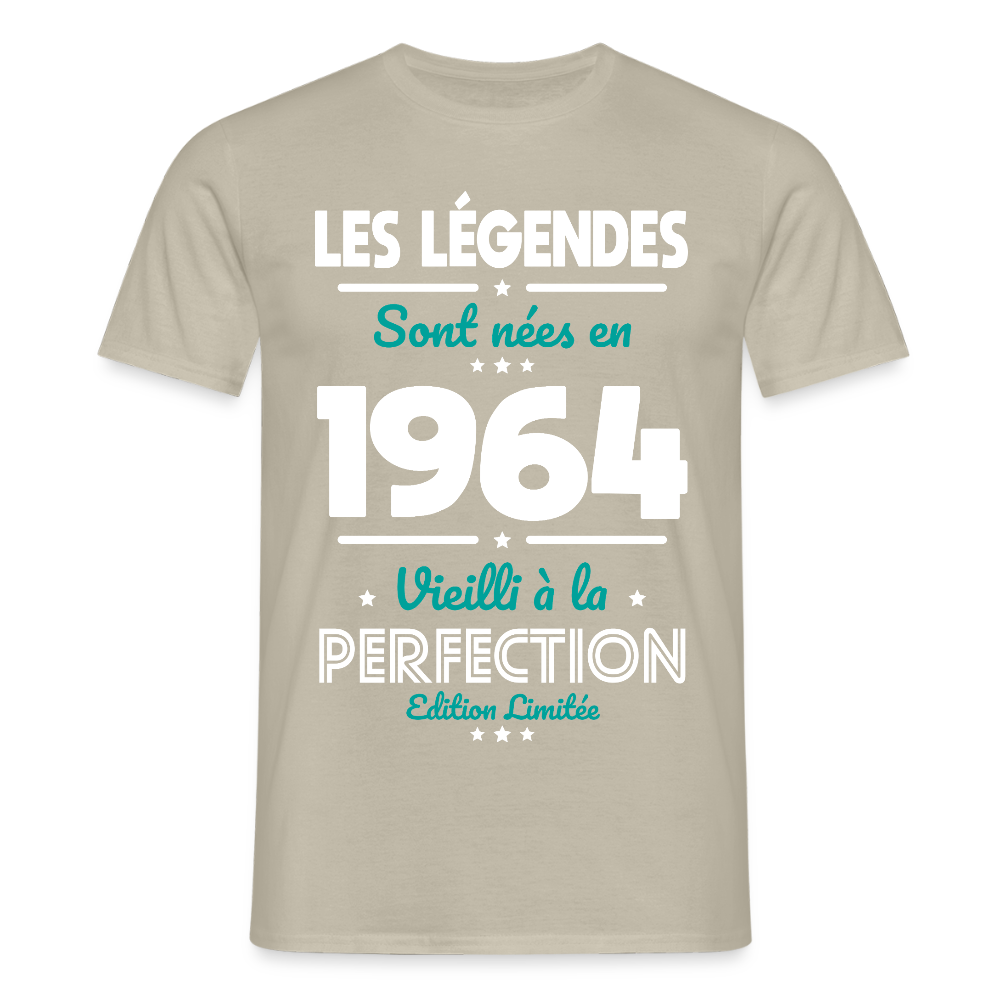 T-shirt Homme - Anniversaire 61 Ans - Les Légendes sont nées en 1964 - beige sable