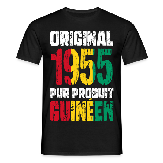 T-shirt Homme - Anniversaire 70 Ans - Original 1955 - Pur produit Guinéen - noir