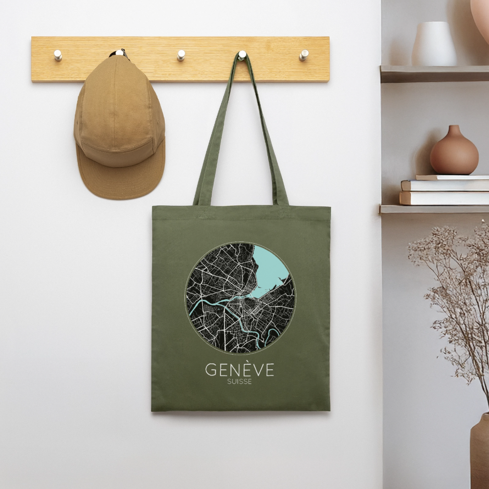 Tote Bag Genève Bio – Plan de Genève - kaki