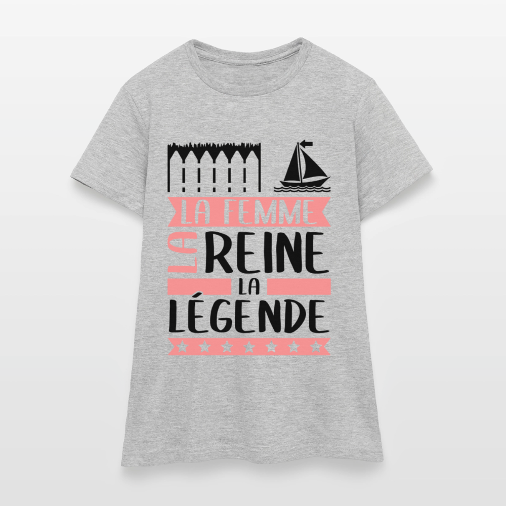 T-shirt femme coloris clair Emma rébus – La femme, la reine, la légende - gris chiné