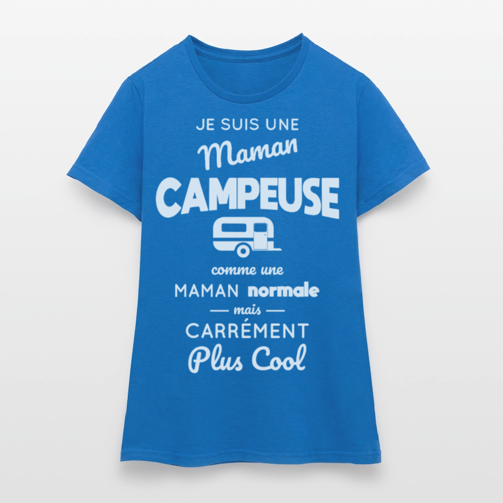 T-shirt Femme - Maman campeuse plus cool - bleu royal