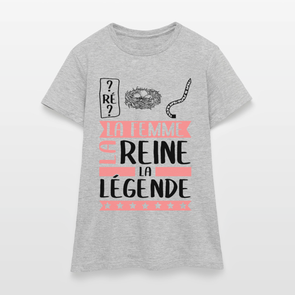 T-shirt femme coloris clair Dominique rébus – La femme, la reine, la légende - gris chiné