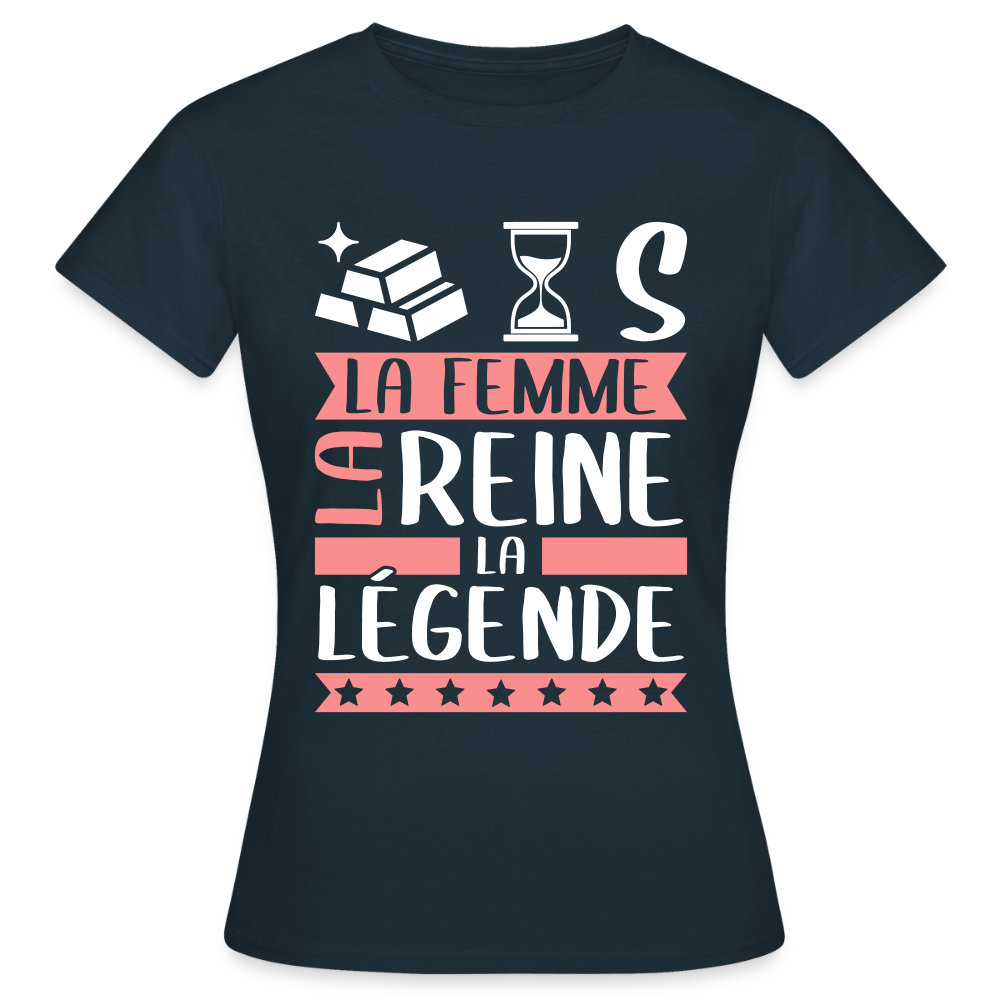 T-shirt femme Hortense rébus – La femme, la reine, la légende - marine