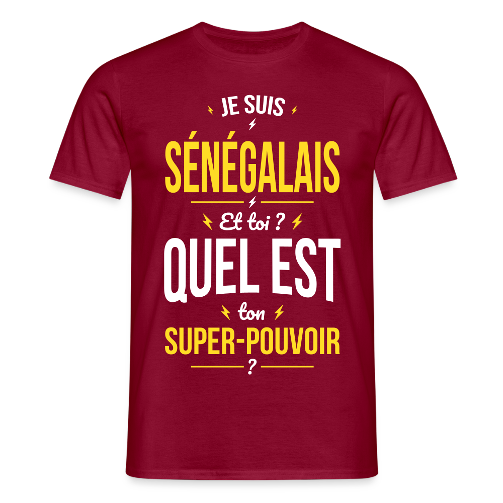 T-shirt Homme - Je suis Sénégalais - Super-pouvoir - rouge brique