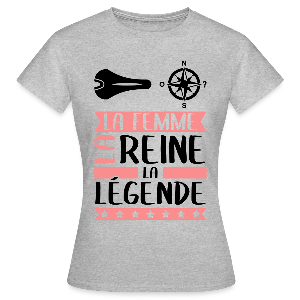 T-shirt femme coloris clair Céleste rébus – La femme, la reine, la légende - gris chiné