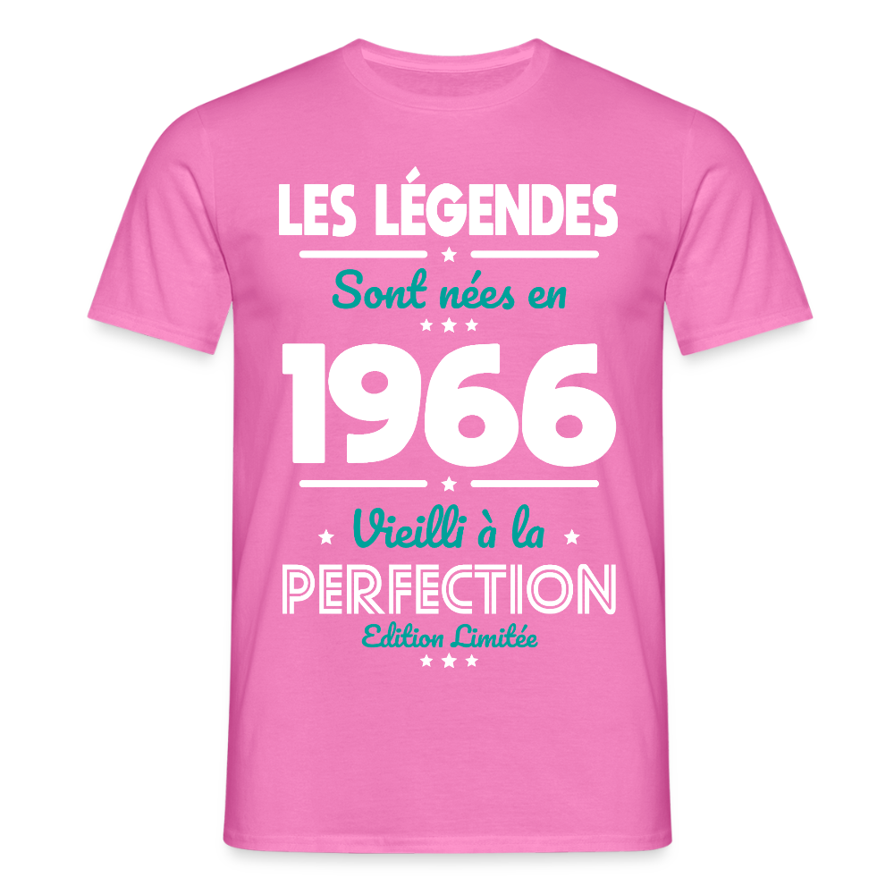 T-shirt anniversaire homme 60 ans – Les légendes sont nées en 1966 - rose