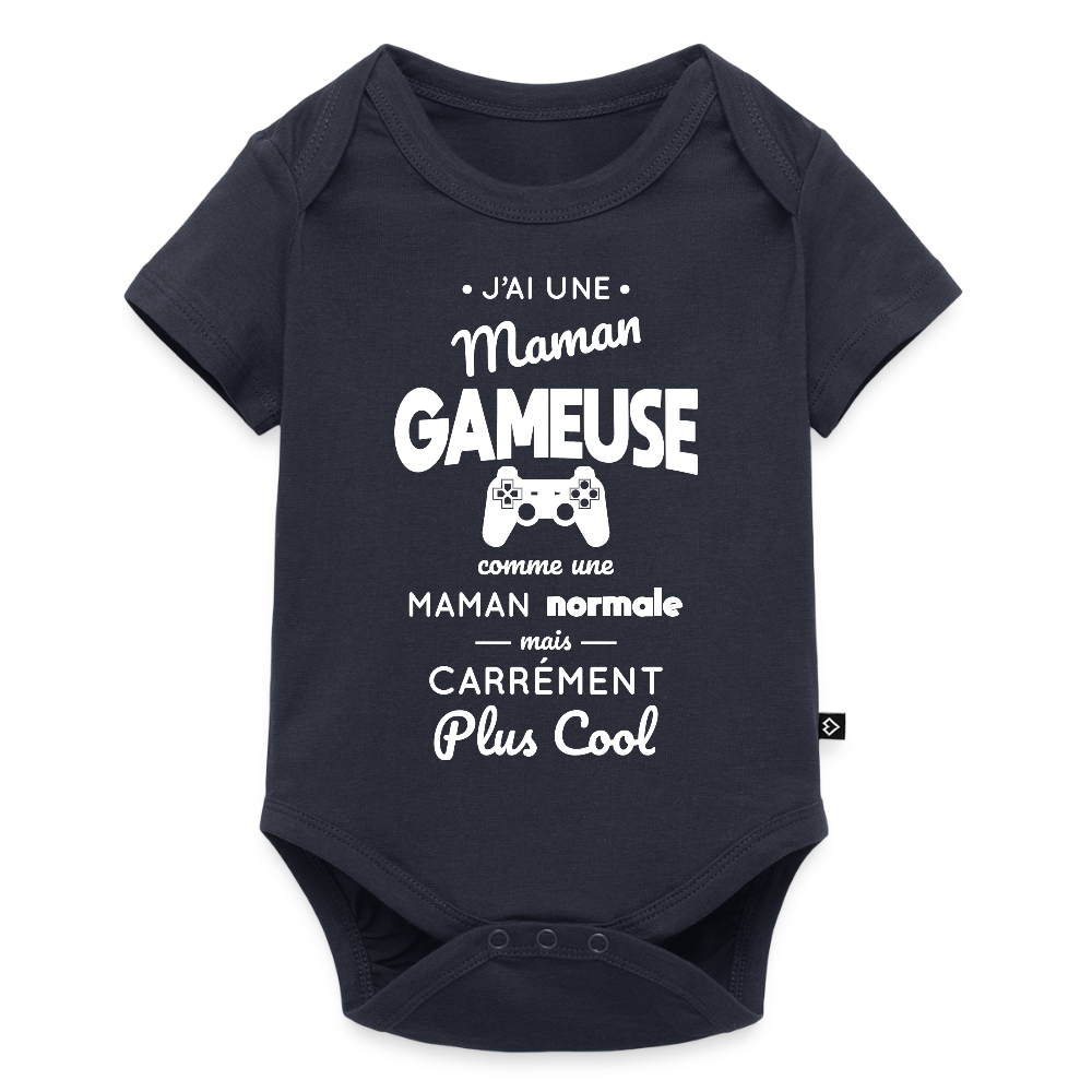 Body Bébé bio manches courtes - J'ai une maman gameuse - bleu marine