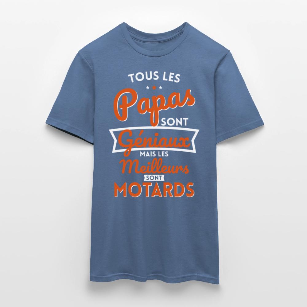 T-shirt Homme - Papas géniaux - Les meilleurs sont motards - bleu pigeon 