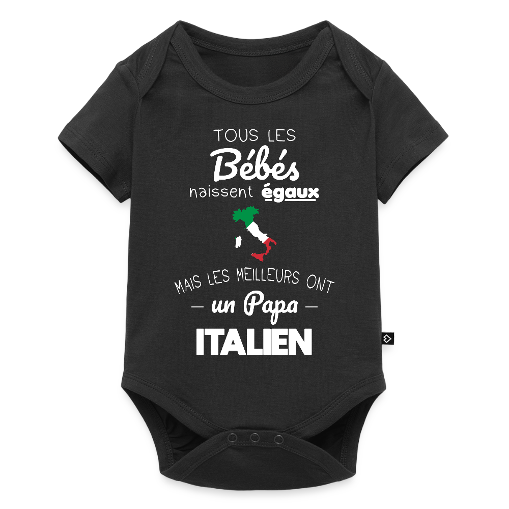 Body Bébé bio manches courtes - Les Meilleurs Ont Un Papa Italien - noir