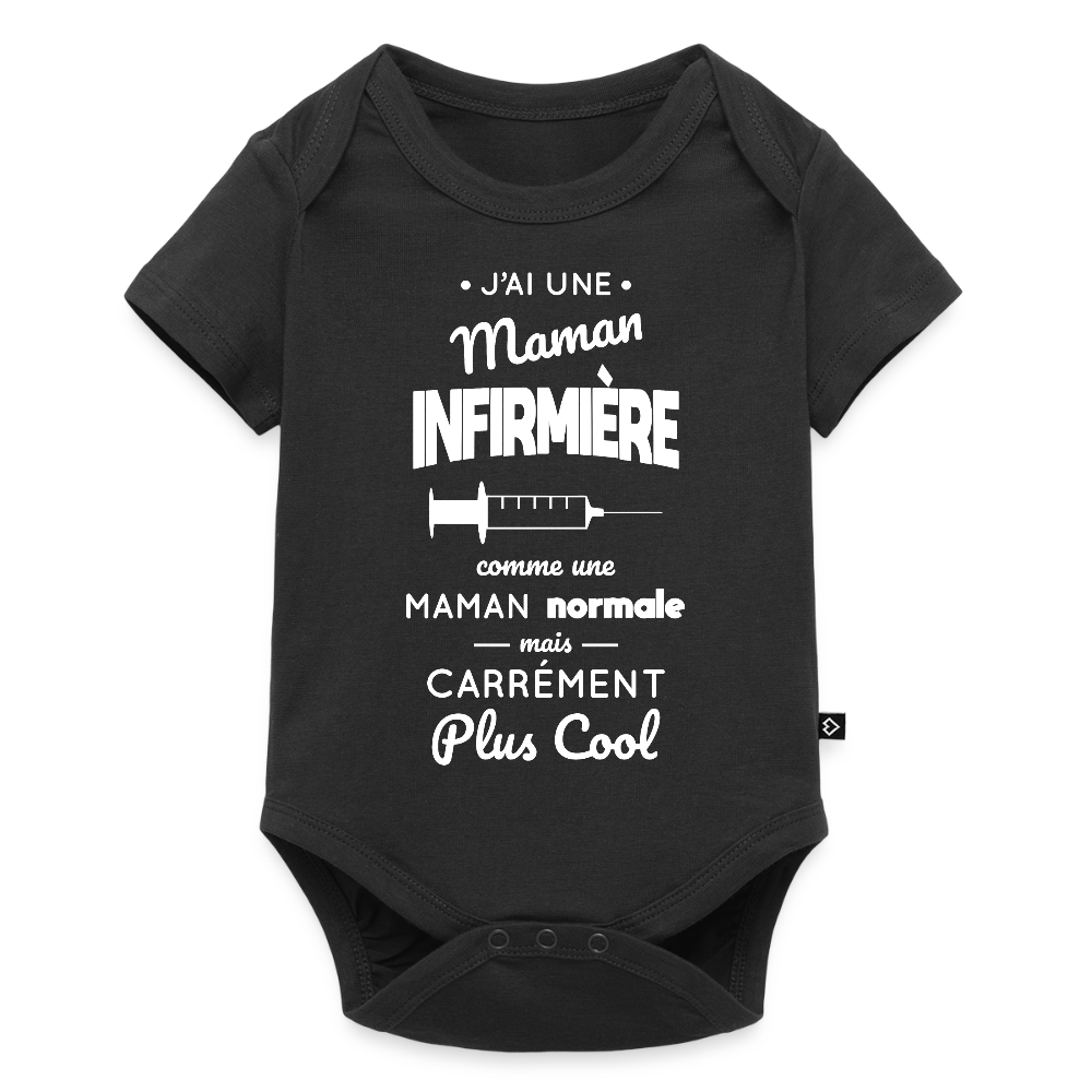 Body Bébé bio manches courtes - J'ai une maman infirmière - noir