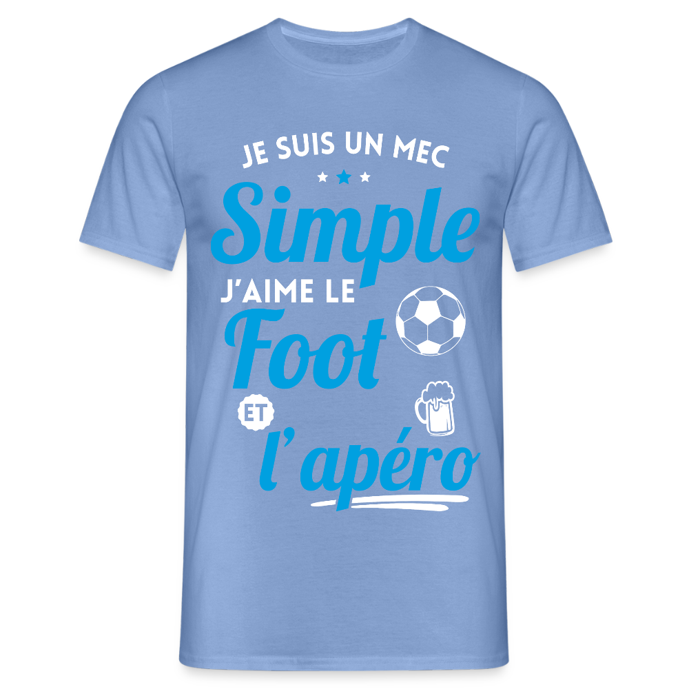 T-shirt Homme -  J'aime le foot et l'apéro - carolina blue