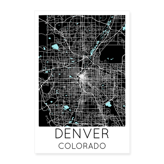 Poster Denver - Plan Denver - 60 x 90 cm - blanc