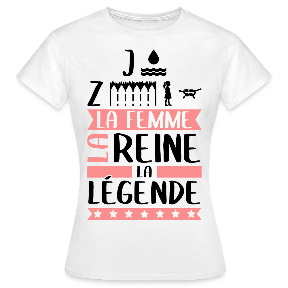 T-shirt femme coloris clair Joséphine rébus – La femme, la reine, la légende - blanc