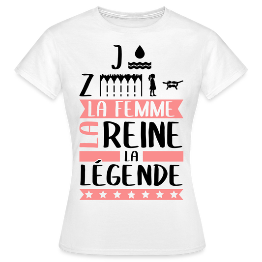 T-shirt femme coloris clair Joséphine rébus – La femme, la reine, la légende - blanc