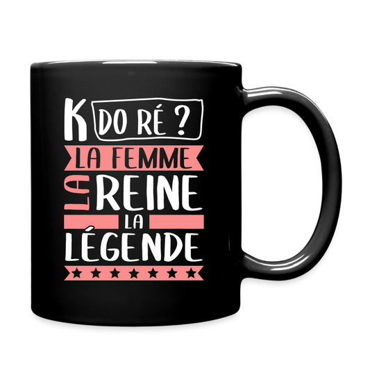 Mug uni Camille rébus – La femme, la reine, la légende - noir