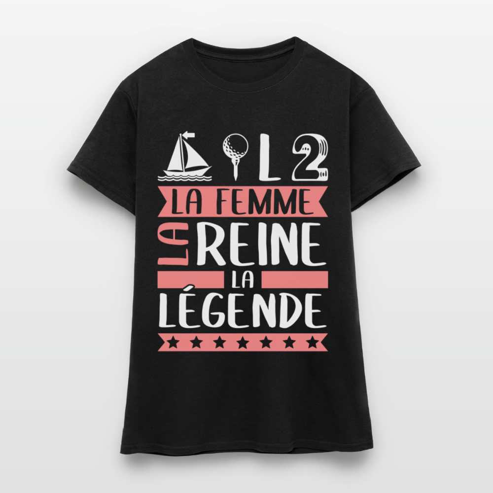 T-shirt femme Mathilde rébus – La femme, la reine, la légende - noir