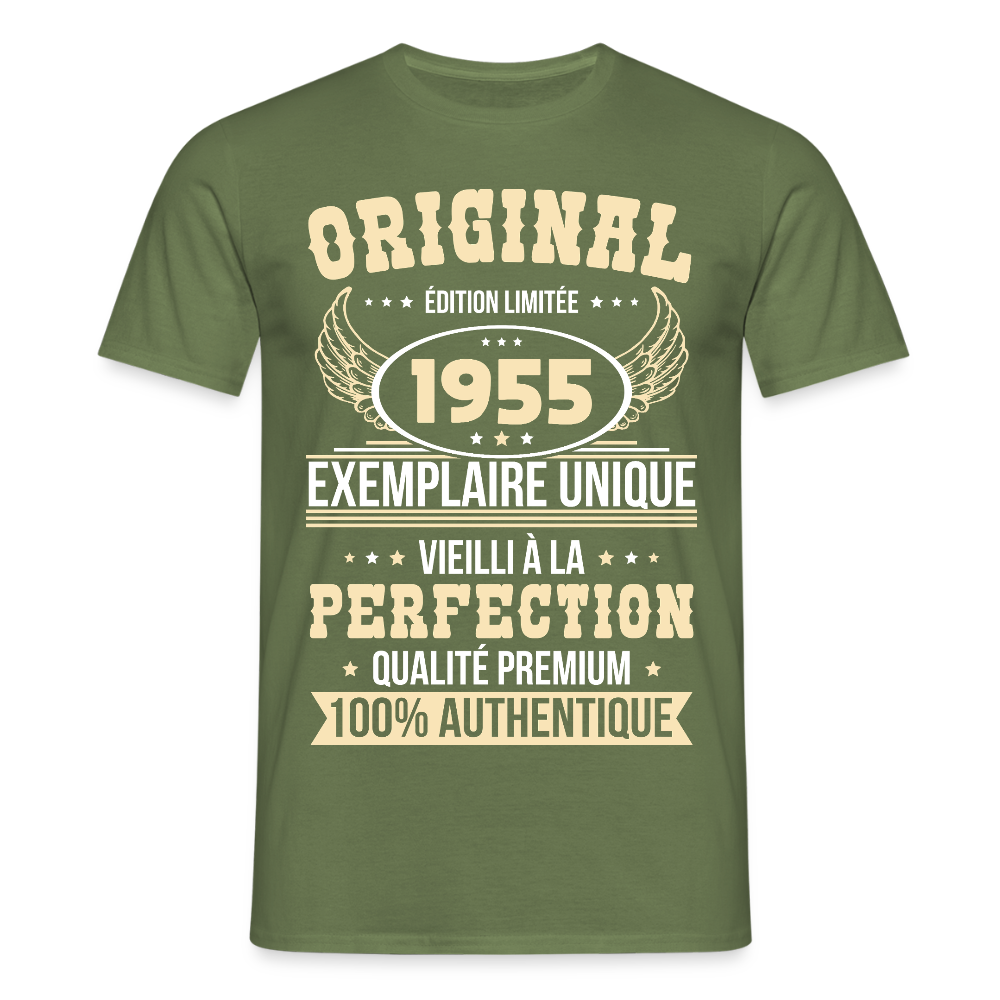 T-shirt Homme - Anniversaire 70 Ans - Original 1955 - vert militaire