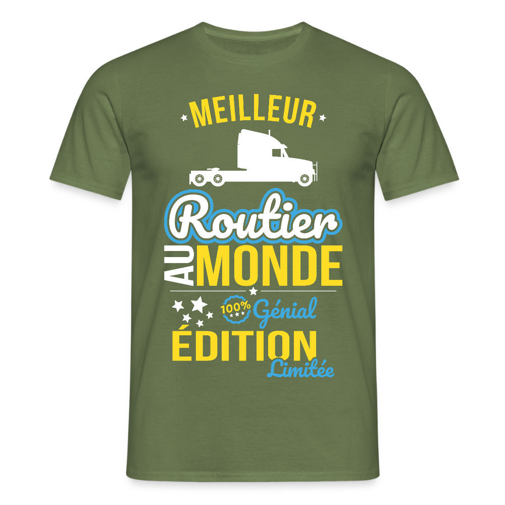 T-shirt Homme - Meilleur Routier au monde - 100% génial - vert militaire
