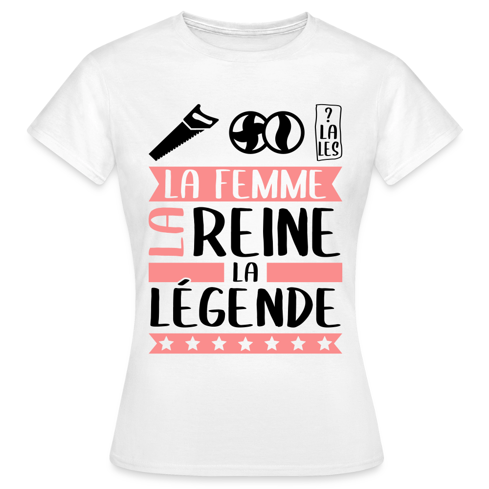 T-shirt femme coloris clair Sybille en rébus – La femme, la reine, la légende - blanc