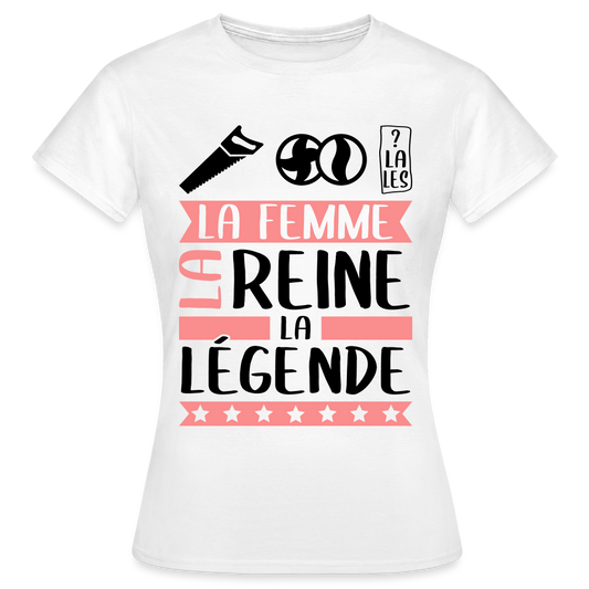 T-shirt femme coloris clair Sybille en rébus – La femme, la reine, la légende - blanc