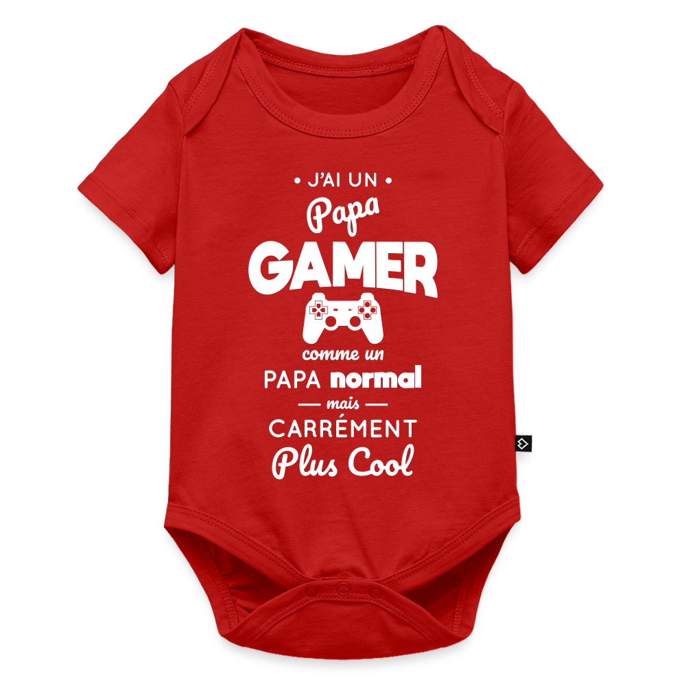 Body Bébé bio manches courtes - J'ai un papa gamer - rouge