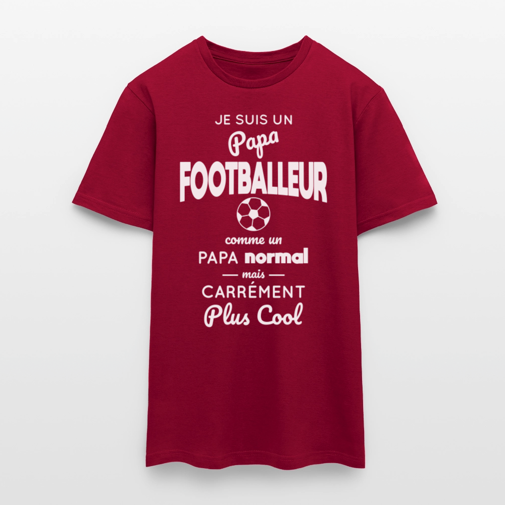 T-shirt Homme - Papa footballeur plus cool - rouge brique
