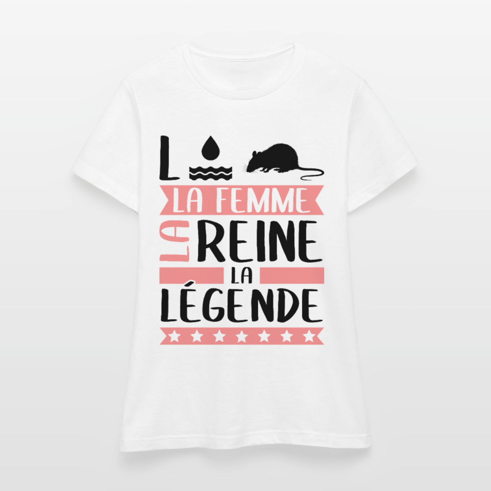 T-shirt femme coloris clair Laura rébus – La femme, la reine, la légende - blanc